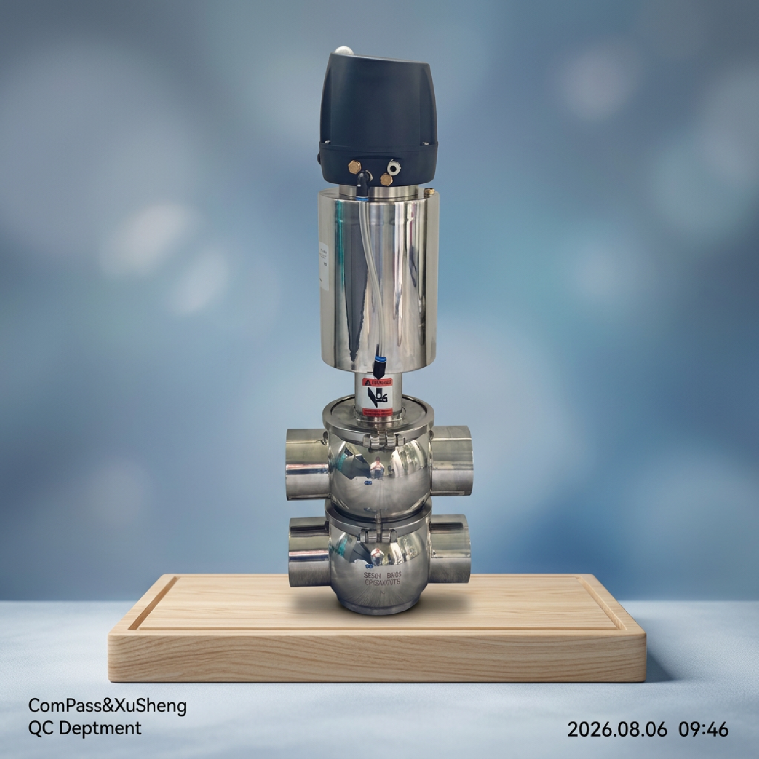 SS304 Atuador Pneumático de Ação Única DIN 22A Modelo Normalmente Fechado DN80 Válvula Desviadora de Solda Pneumática com Cabeça de Controle 24VDC