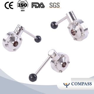 DN100 RD130 × 1/4 higiênico higiênico de aço inoxidável alimento SS304 DIN MANUAL MANUAL DO LINHA Válvula de borboleta com aço inoxidável