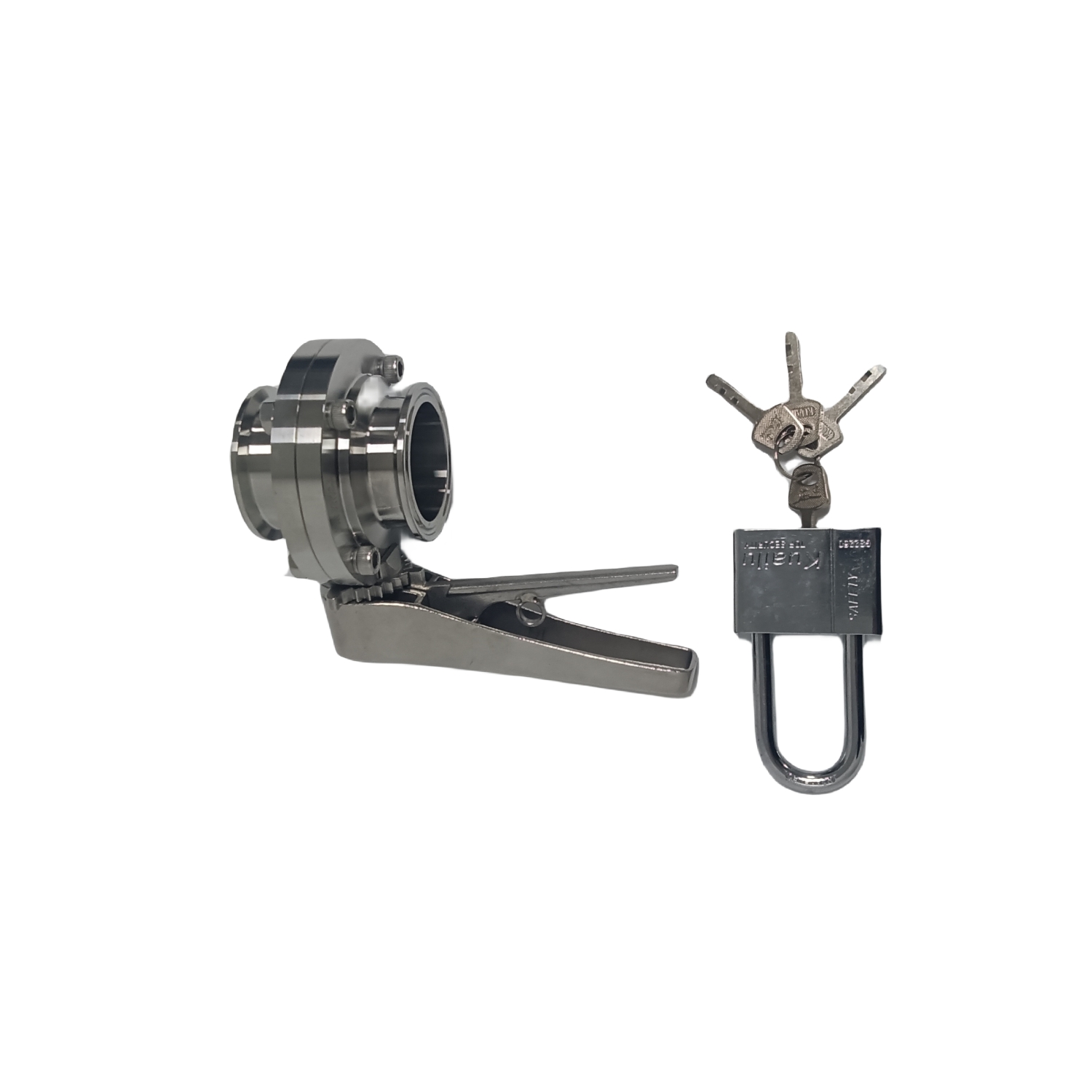 2 polegadas 51mm higiênico higiênico aço inoxidável grau de alimentos SS304 SMS Manual Tri Clamp Butterfly Válvula com veado Viton