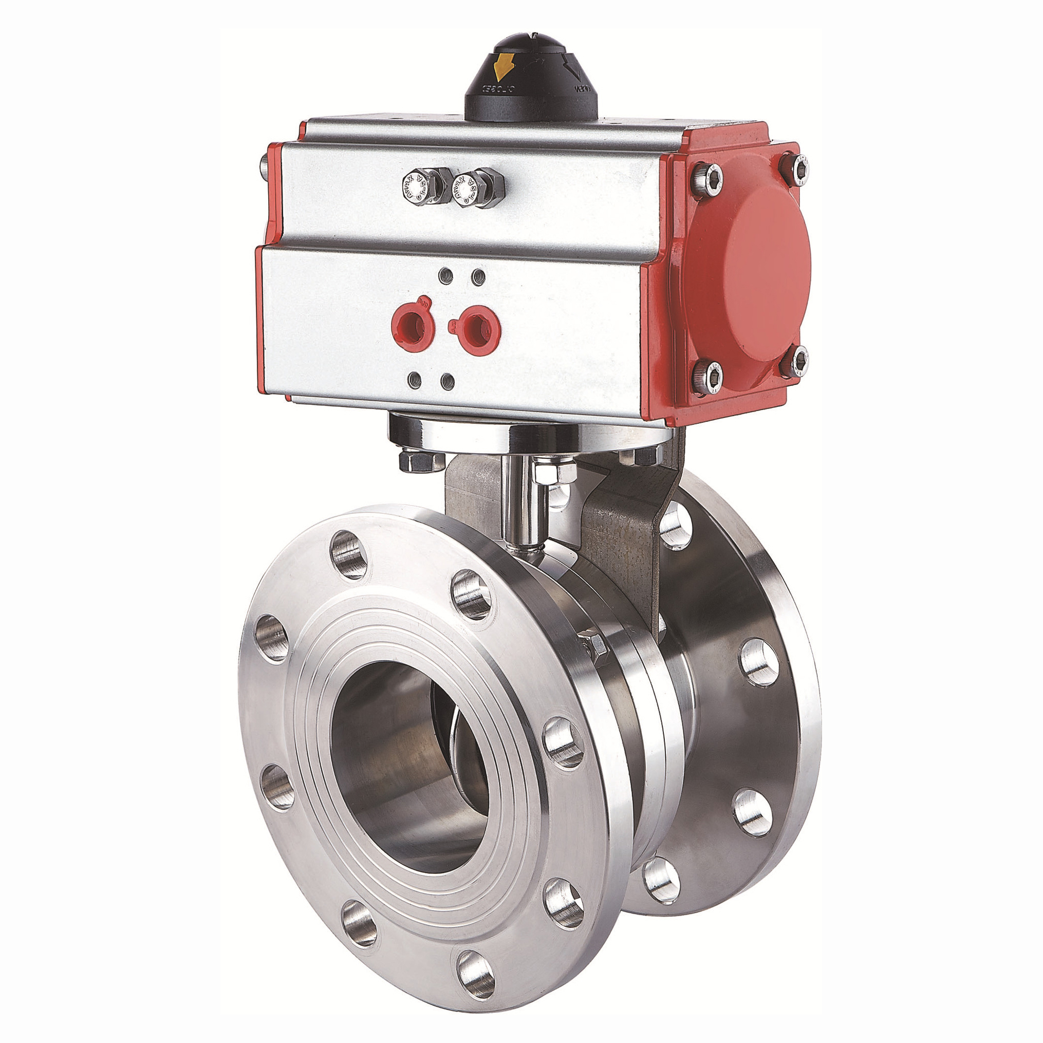 1/2 polegada 12,7mm higiênico higiênico de aço inoxidável grau de aço SS304 Válvula de borboleta flangeada pneumática com atuador pneumático 