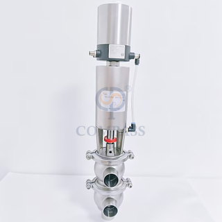 SS316L DN40 Sanitária Aço Inoxidável 21 Modelo LL Tipo Válvula desviadora pneumática de solda de topo com posicionador de válvula inteligente