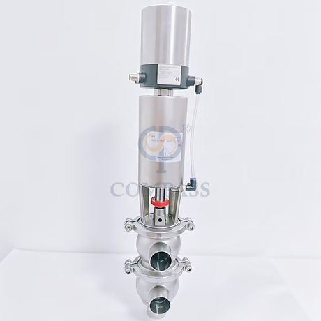 SS316L DN40 Sanitária Aço Inoxidável 21 Modelo LL Tipo Válvula desviadora pneumática de solda de topo com posicionador de válvula inteligente
