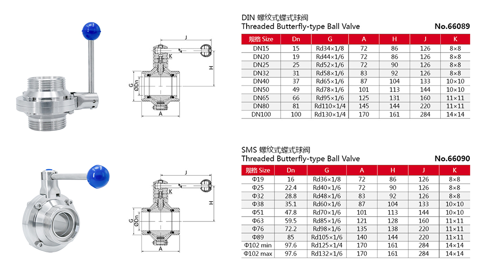 V&aacute;lvula de esfera de borboleta de rosca