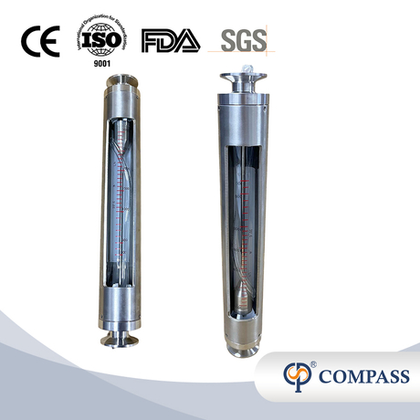 Medidor de vazão de rotor de vidro sanitário SS316 Lzb-K30