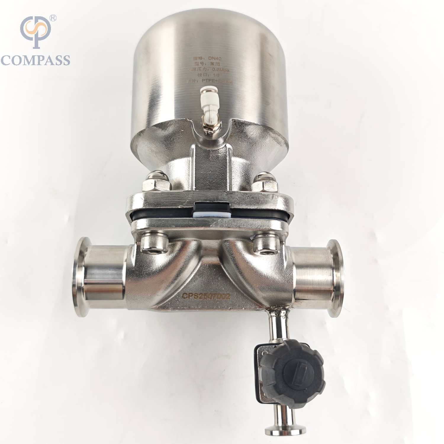 38,1mm × 1/2 'SS316L Pneumatic SMS CLAMP DIAFRAGMA VÁLVULA