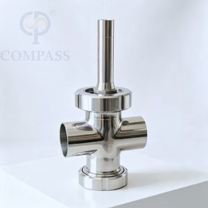 Vidro de vista transversal sanitário de qualidade alimentar DN50 SS304 Tipo União Solda Vidro de visão de quatro vias com luz para janela de observação de tubo