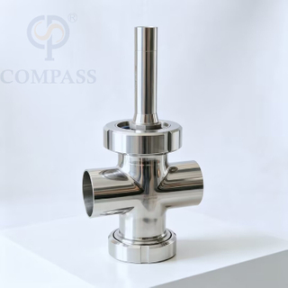 Vidro de vista transversal sanitário de qualidade alimentar DN50 SS304 Tipo União Solda Vidro de visão de quatro vias com luz para janela de observação de tubo