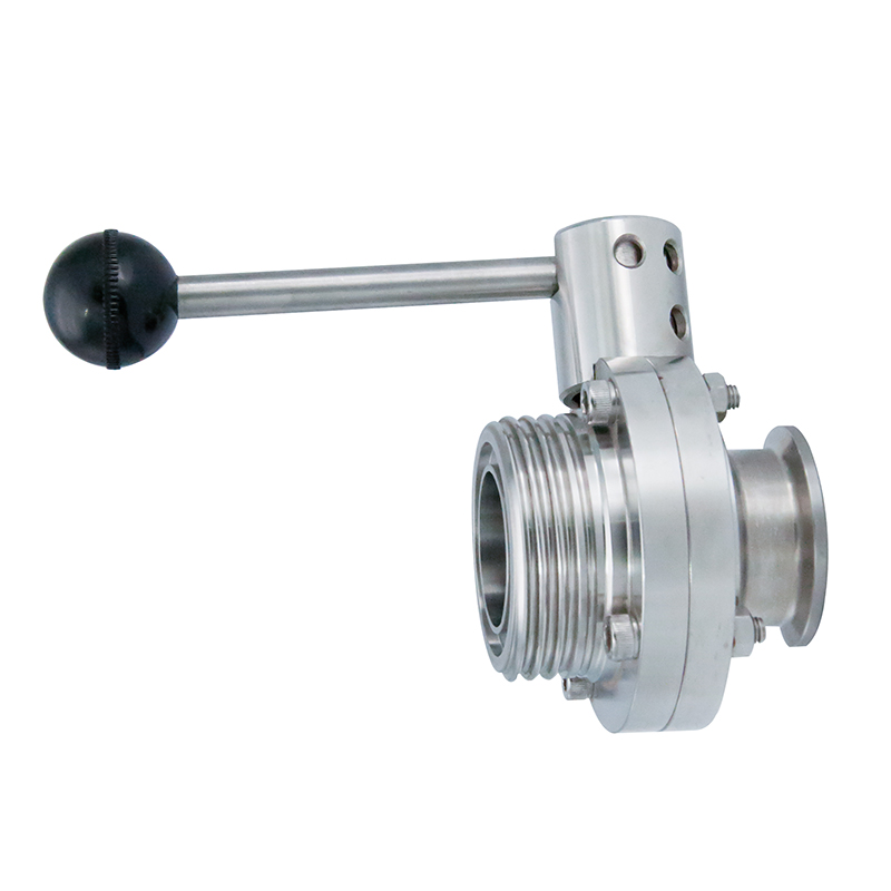 1/2 polegada de 12,7 mm higiênica higiênica de aço inoxidável grau SS316L SMS Manual Threadflel Butterfly Válvula com alça de tração redonda