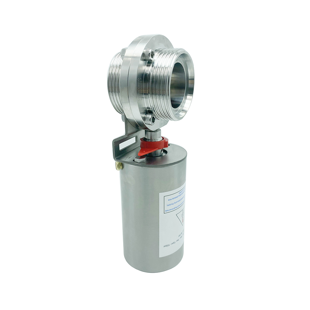 3/4 polegadas RD36 × 1/8 higiênico higiênico de aço inoxidável de aço inoxidável grau SS304 Male Thread Pneumatic Butterfly Válvula 