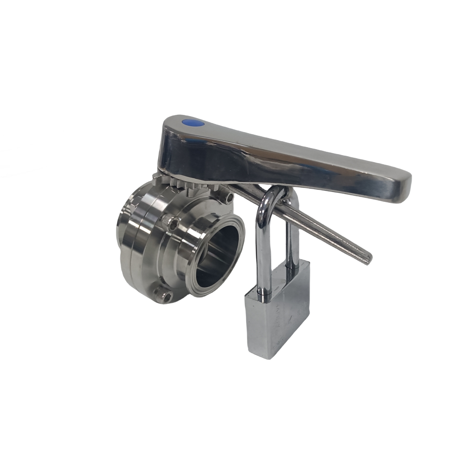 2 polegadas 51mm higiênico higiênico aço inoxidável grau de alimentos SS304 SMS Manual Tri Clamp Butterfly Válvula com veado Viton