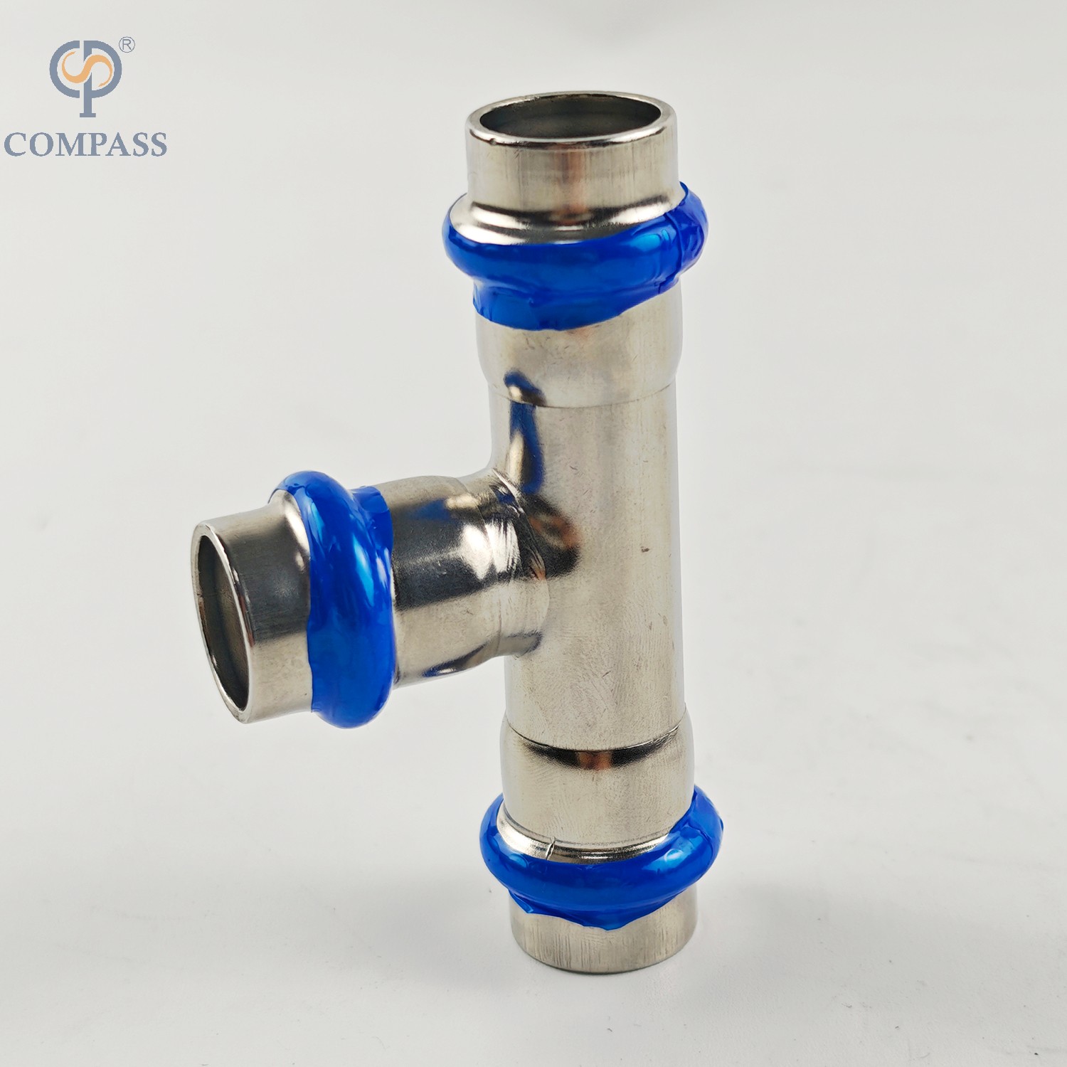 DN15 Aço inoxidável sanitário SS304 Equal Tee Press Fitting