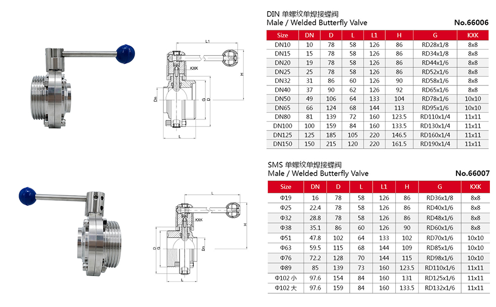 V&aacute;lvula manual de borboleta de solda manual