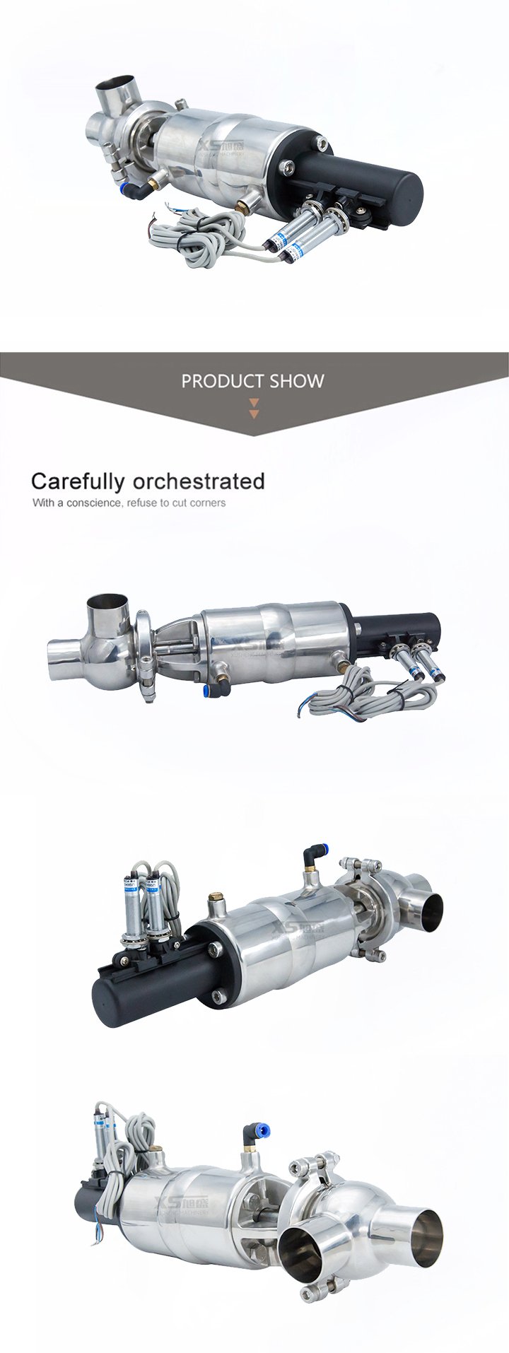 SS Sanit&aacute;ria 304 v&aacute;lvula pneum&aacute;tica de assento &uacute;nico com sensor de posi&ccedil;&atilde;o