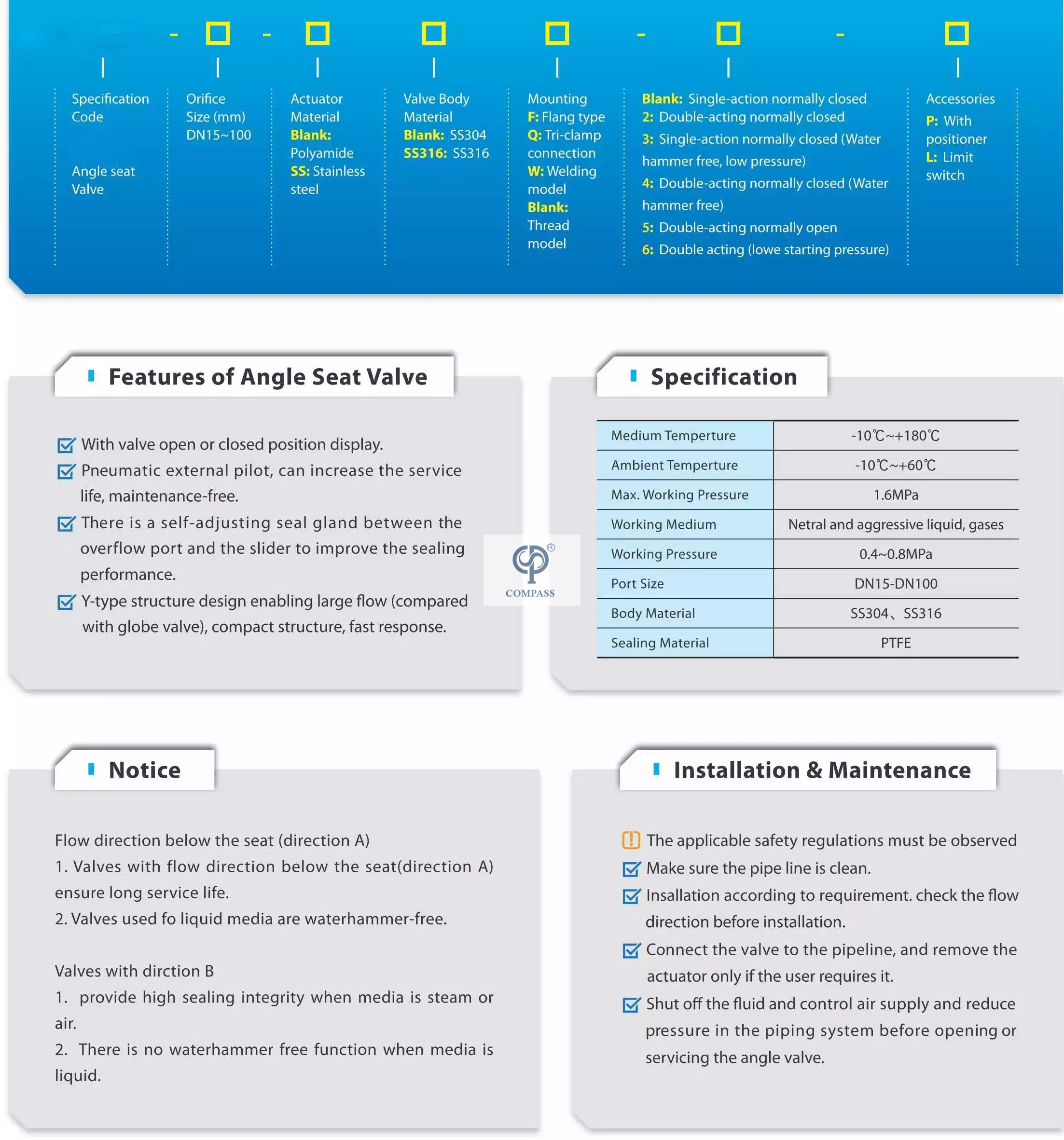 v&aacute;lvula de sede angular sanit&aacute;ria