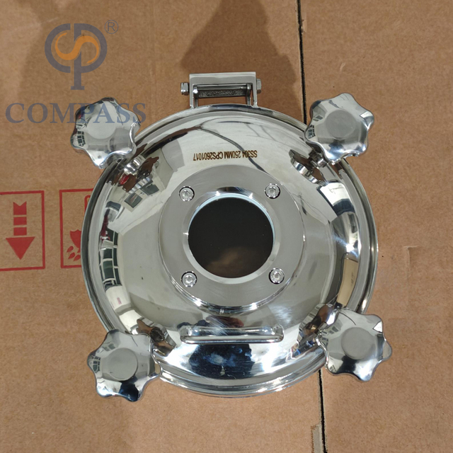 Venda popular 250mm sanitário de aço inoxidável ss304 higiene externa tanque de pressão redondo manways com visor e vedação de silicone