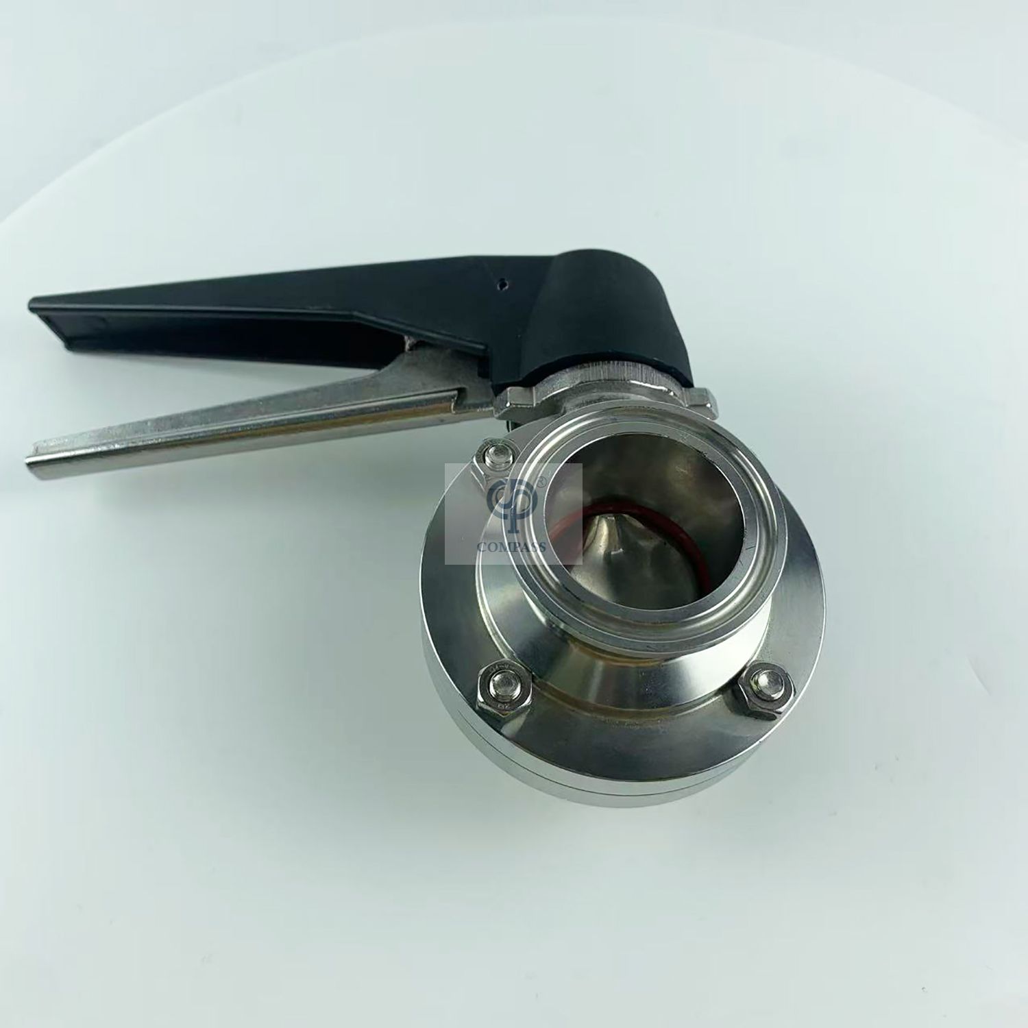 Válvula borboleta de braçadeira manual TC64MM SMS com alça de bico de pato de plástico