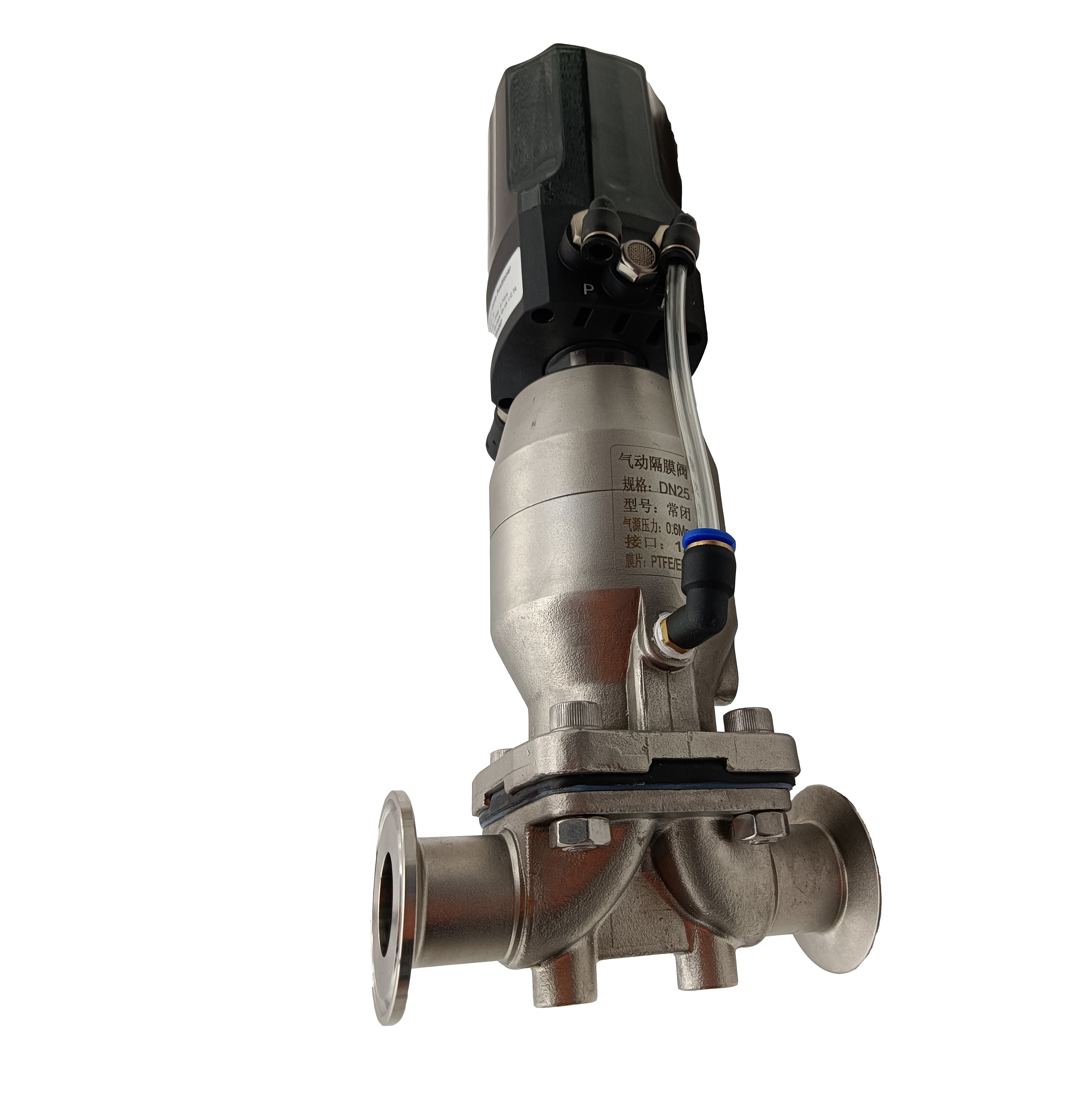 1/2 polegada de 12,7 mm de alta qualidade higiênica de aço inoxidável SS316L Pneumático SMS CLAMP DIAFRAGMA VAVLE COM CABEÇA DE CONTROL