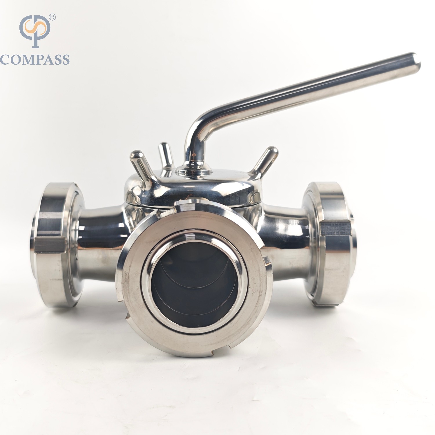 Aço inoxidável sanitário SS304 DN50 Union T-port três maneiras de válvulas de plug de plug