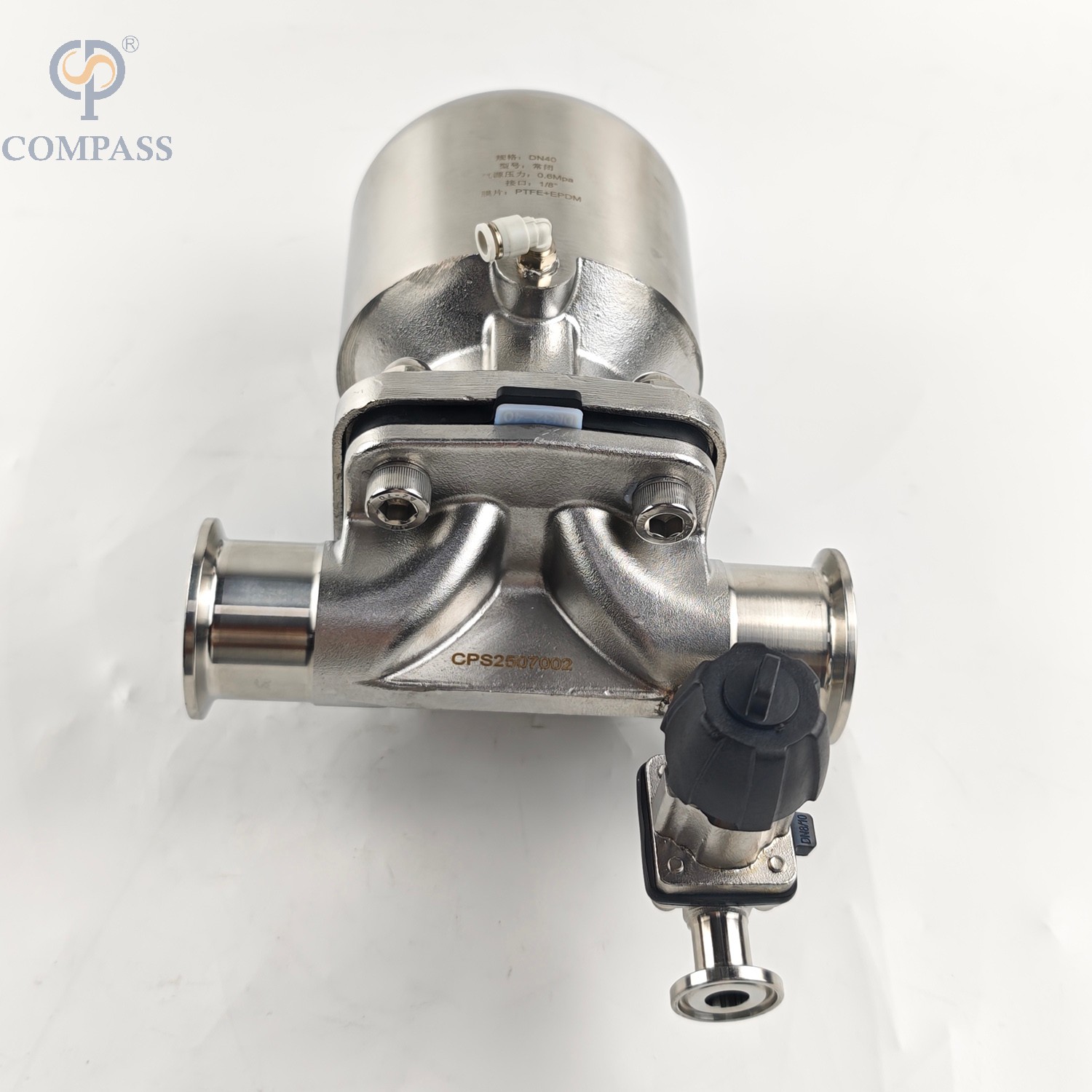 38,1mm × 1/2 'SS316L Pneumatic SMS CLAMP DIAFRAGMA VÁLVULA