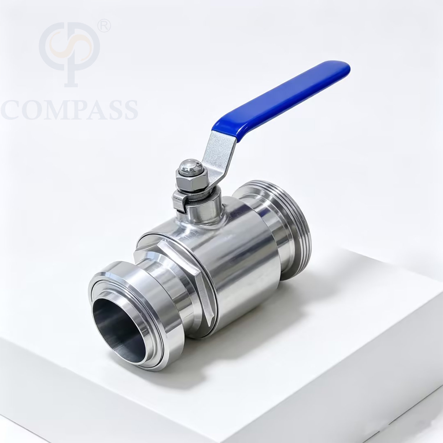 Nova chegada de qualidade alimentar SS316L DN65 Sanitário de aço inoxidável de média pressão DIN manual reto União-válvula de esfera de rosca macho com PTFE