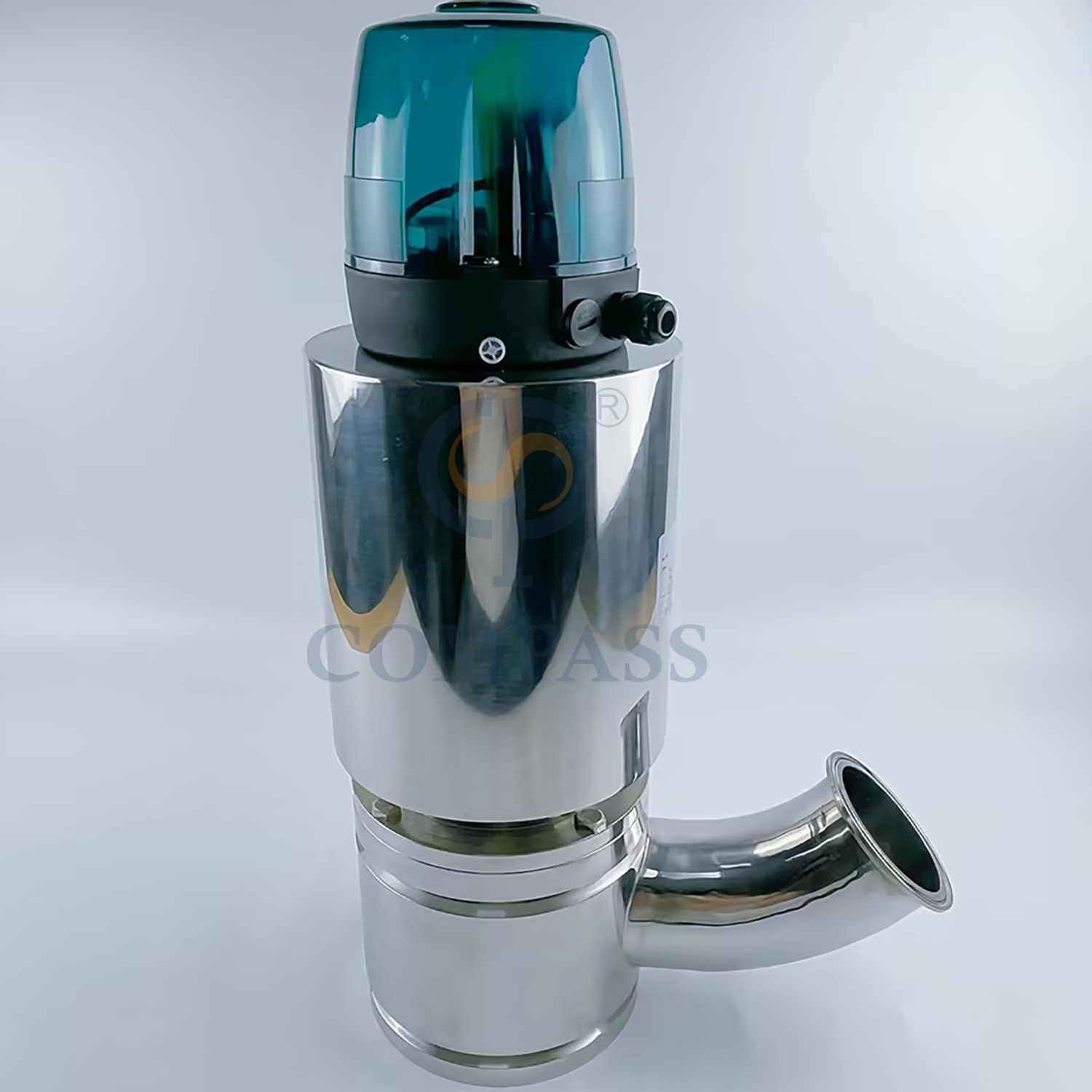 Preço Quente Válvula sanitária de aço inoxidável 316l, acionada por ar, 76.2mm, braçadeira asséptica, válvula inferior pneumática do tanque de descarga com cabeça de controle de 24v