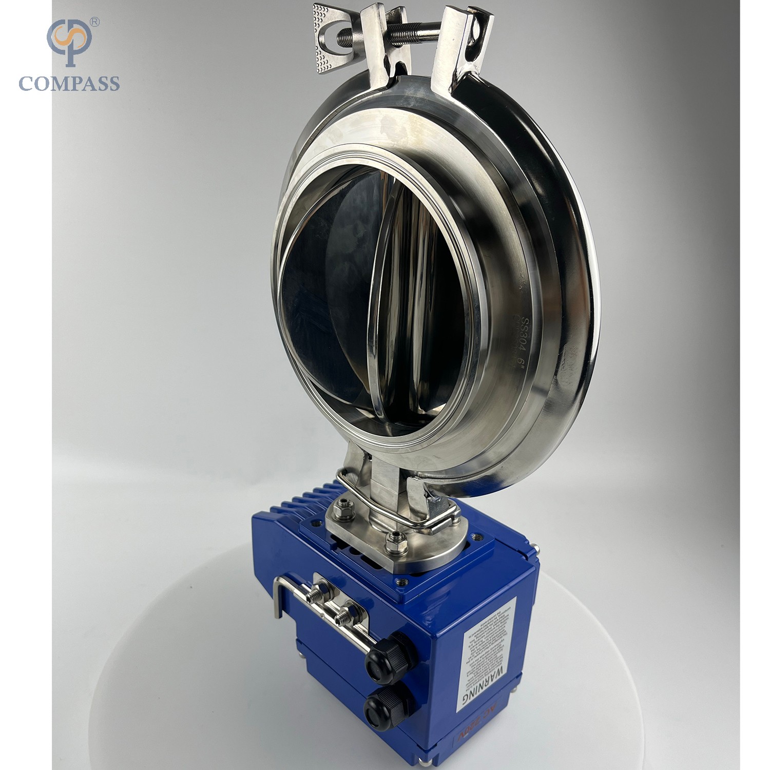 6 'SS304 Sanitary Six Potal Power Tri Clamp Butterfly Valves com cabeça elétrica on-off
