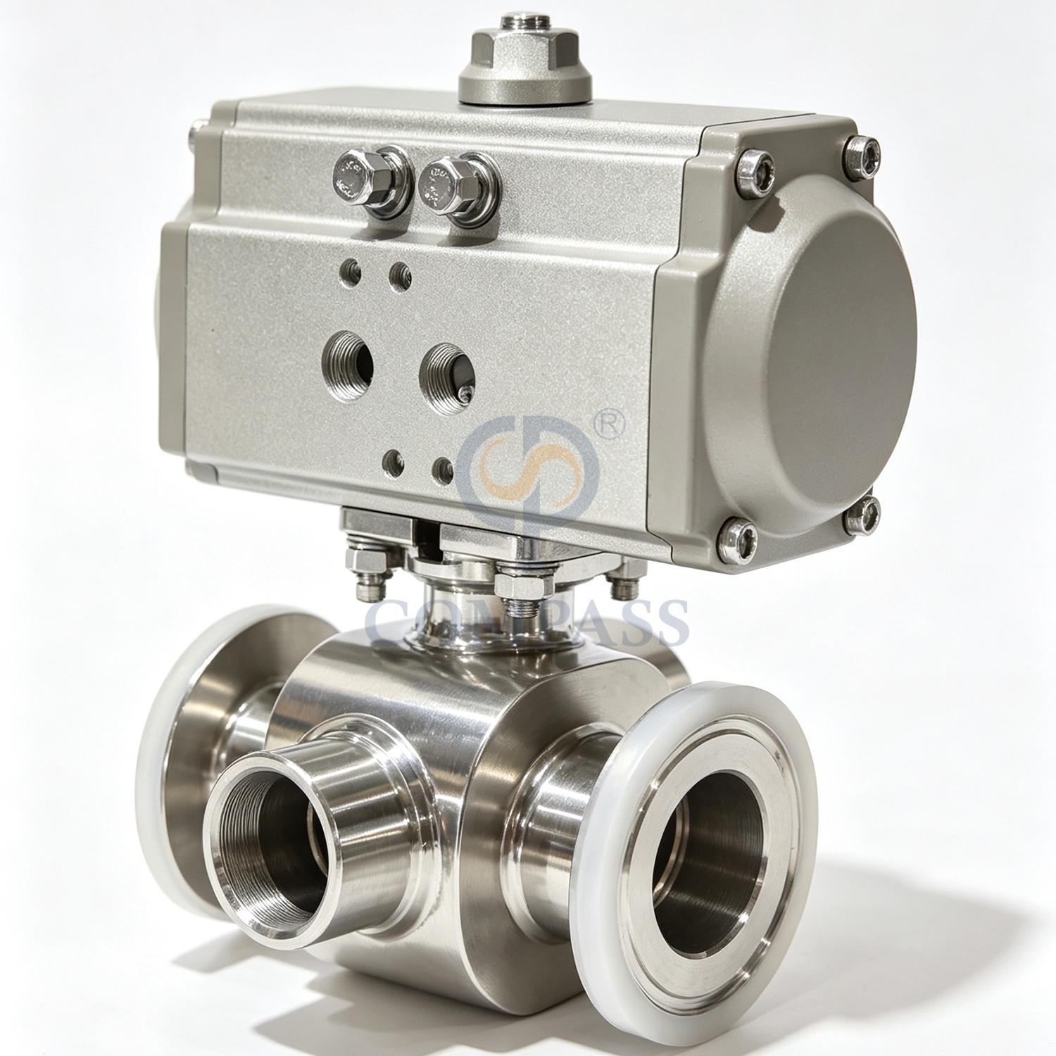 Preço 25.4mm aço inoxidável sanitário ss304 grau alimentício sms 1 polegada at052d atuador pneumático válvula de esfera de braçadeira reta com jaqueta