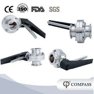 DN50 52mm higiênico higiênico aço inoxidável alimento SS316L DIN MANUAL TRI CLAMP VÁLVUL