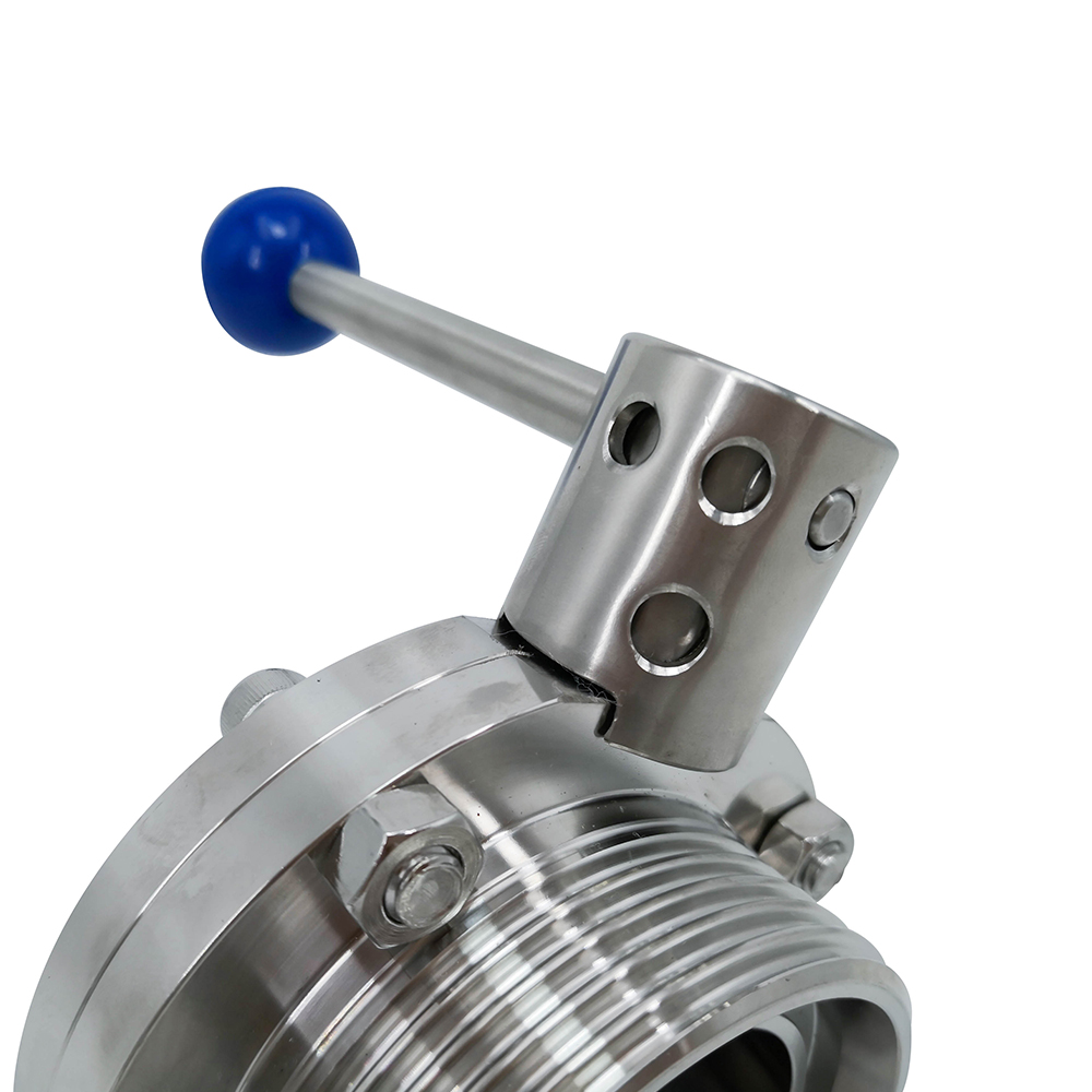 DN100 RD130 × 1/4 higiênico higiênico de aço inoxidável alimento SS304 DIN MANUAL MANUAL DO LINHA Válvula de borboleta com aço inoxidável