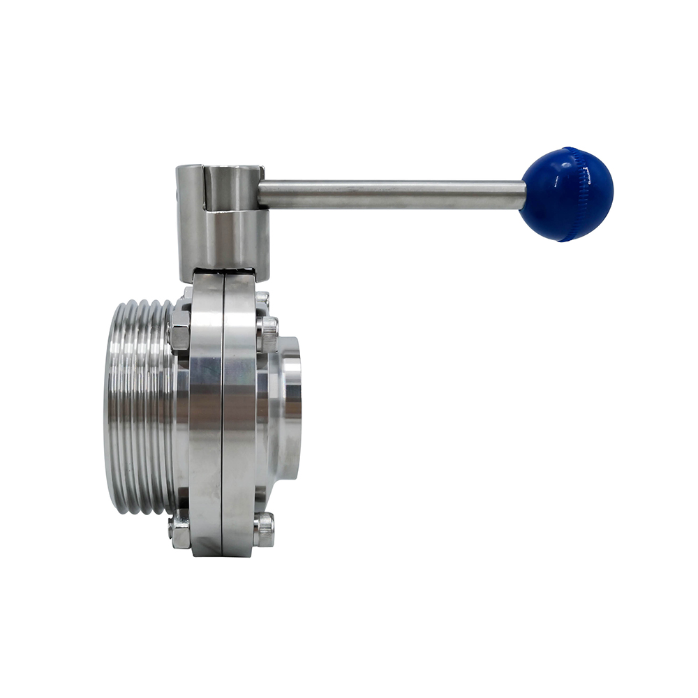 DN100 RD130 × 1/4 higiênico higiênico de aço inoxidável alimento SS304 DIN MANUAL MANUAL DO LINHA Válvula de borboleta com aço inoxidável
