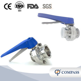 DN50 52mm higiênico higiênico aço inoxidável alimento SS316L DIN MANUAL TRI CLAMP Válvula de borboleta com alça de grãos de plástico