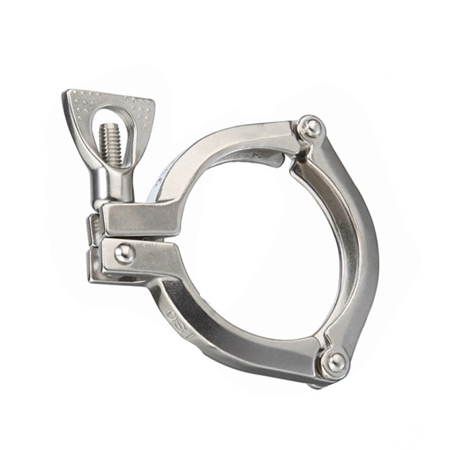 Montagem de tubo sanitário com grampo de fixação de pino único