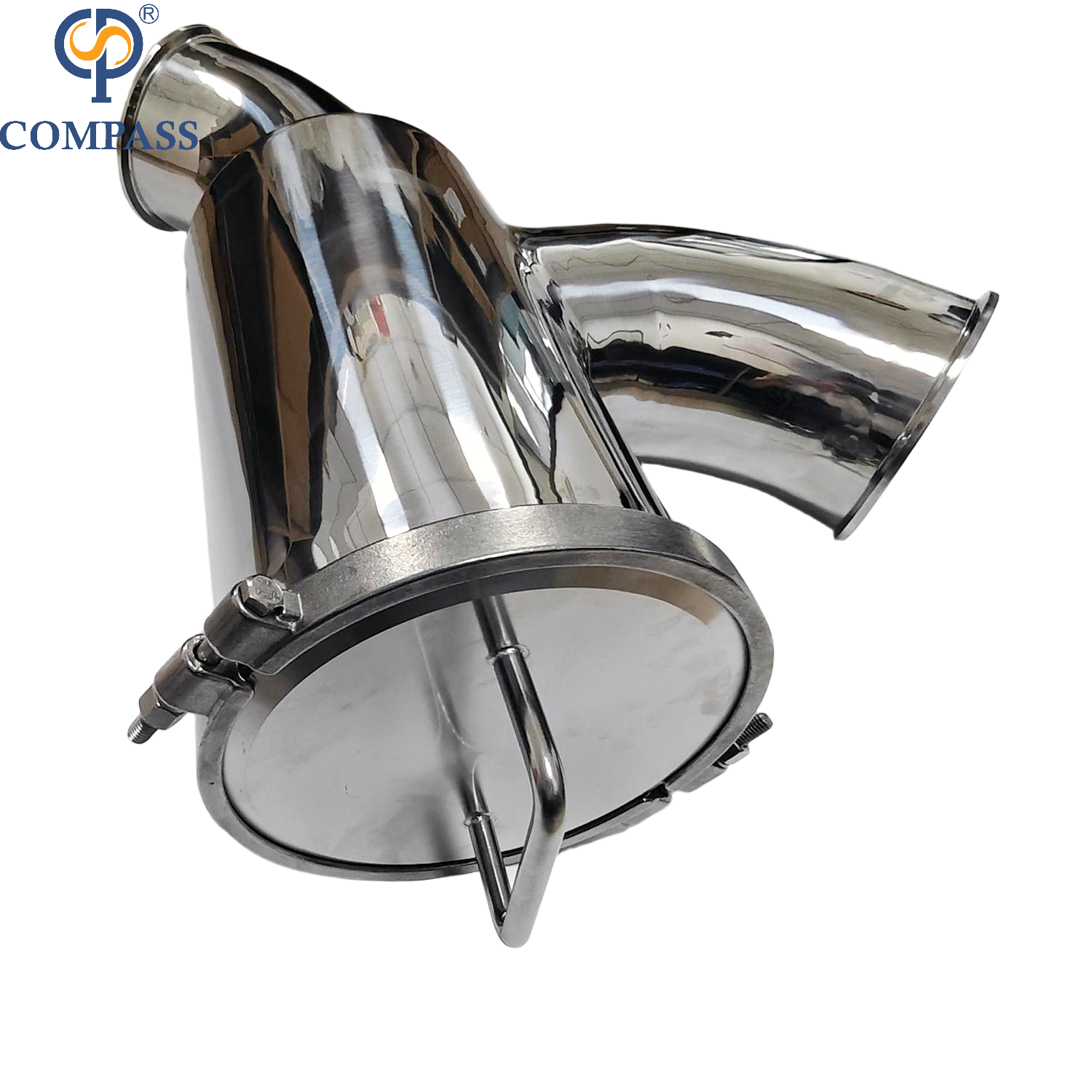 Bom preço 6 polegadas ss304 aço inoxidável sanitário 0.5 mícron sms premium braçadeira sem retenção tipo cotovelo filtro com esmalte espelhado