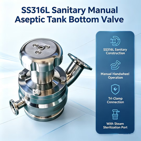 Nova chegada 25.4mm higiênico grau alimentício aisi316l sms saneamento 1 ''manual asséptico tri-braçadeira válvula inferior do tanque de descarga com porta de vapor