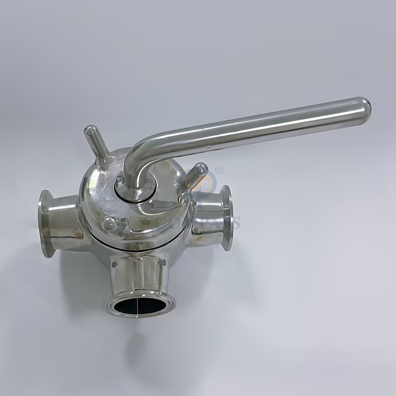 Alta qualidade 38.1mm de aço inoxidável sanitário ss304 sms forjamento manual virola final três maneiras válvula plugue t-port com silicone oem