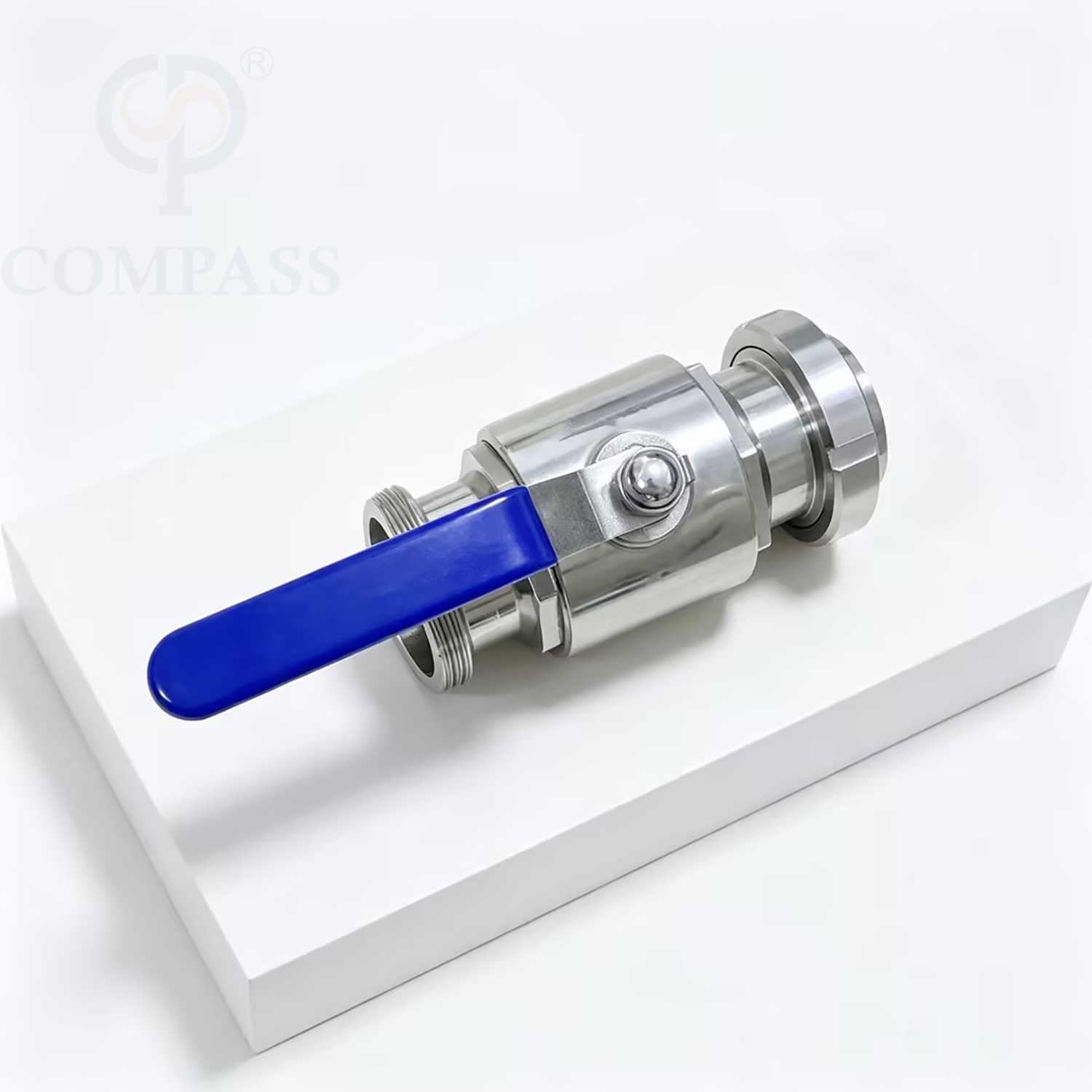 Nova chegada de qualidade alimentar SS316L DN65 Sanitário de aço inoxidável de média pressão DIN manual reto União-válvula de esfera de rosca macho com PTFE