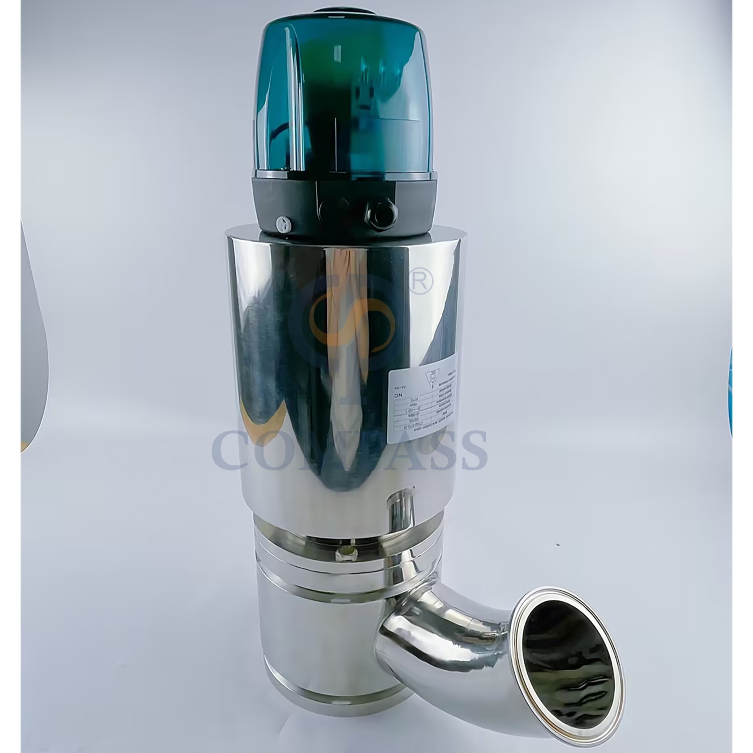 Preço Quente Válvula sanitária de aço inoxidável 316l, acionada por ar, 76.2mm, braçadeira asséptica, válvula inferior pneumática do tanque de descarga com cabeça de controle de 24v