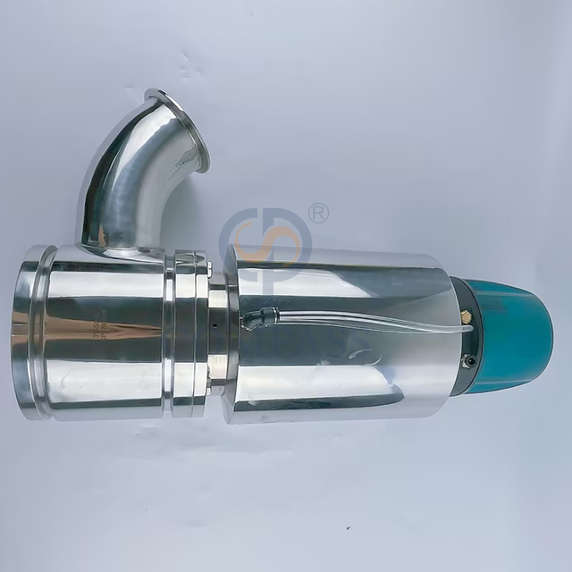 Preço Quente Válvula sanitária de aço inoxidável 316l, acionada por ar, 76.2mm, braçadeira asséptica, válvula inferior pneumática do tanque de descarga com cabeça de controle de 24v
