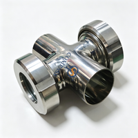DN40 SS304 em linha de aço inoxidável estéril quatro maneiras cruzam o vidro de vista para o tanque