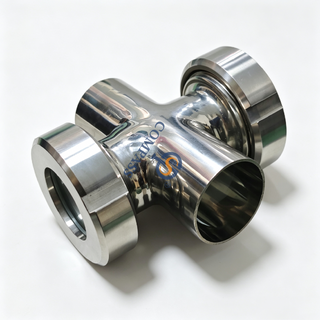 DN40 SS304 em linha de aço inoxidável estéril quatro maneiras cruzam o vidro de vista para o tanque