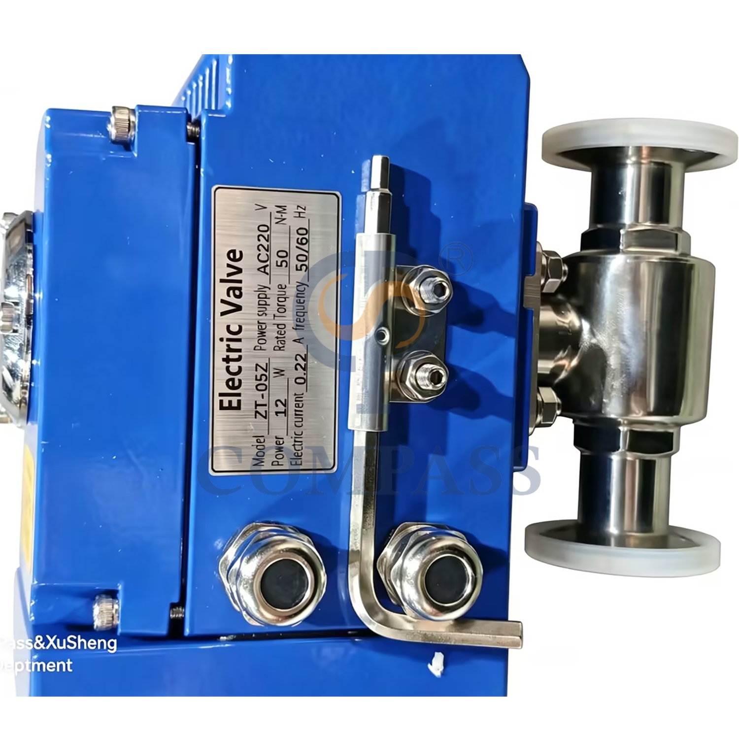 Válvula de esfera elétrica sanitária de aço inoxidável de média pressão SS3041Inch braçadeira válvulas de esfera reta com cabeça elétrica e painel de 220 VDC