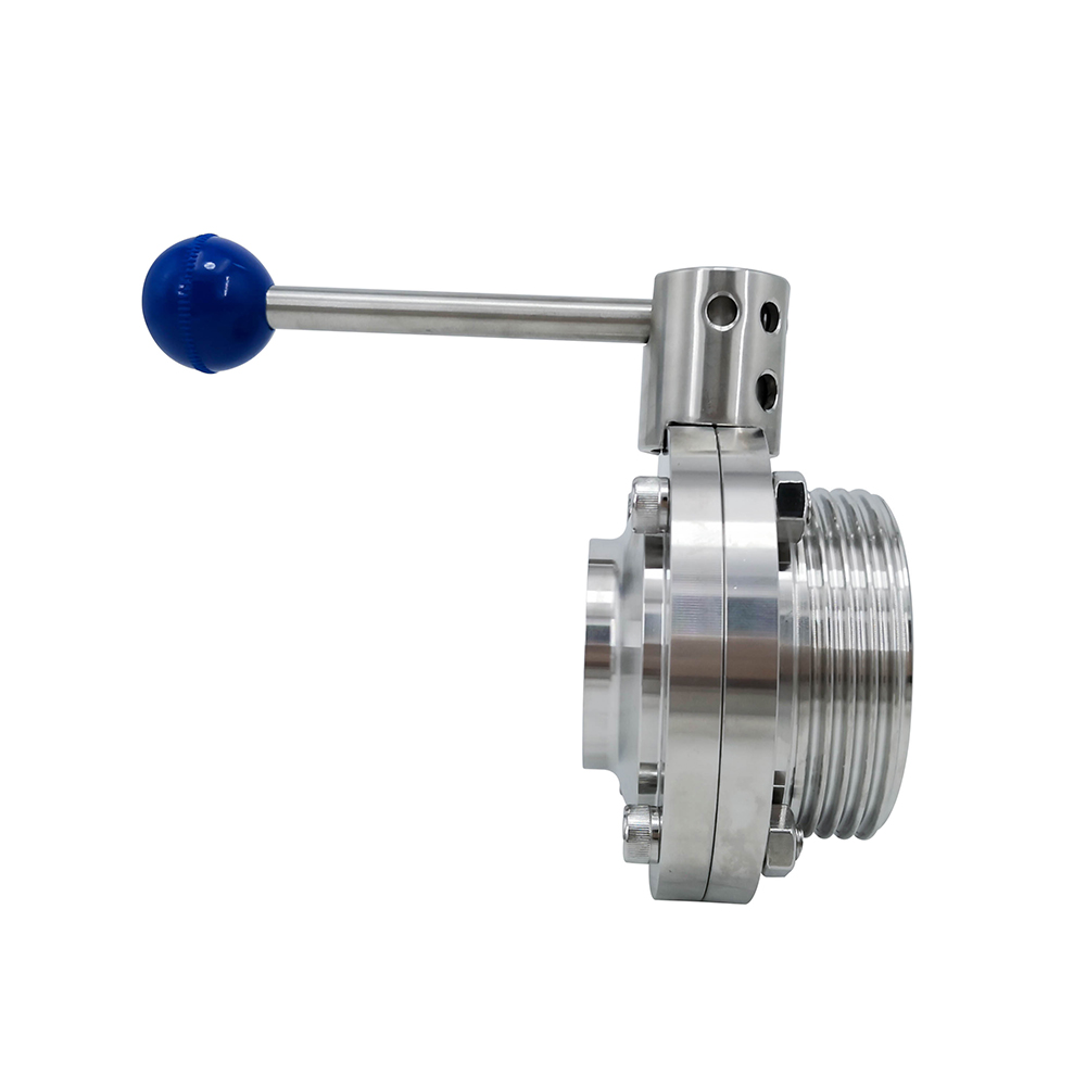 DN100 RD130 × 1/4 higiênico higiênico de aço inoxidável alimento SS304 DIN MANUAL MANUAL DO LINHA Válvula de borboleta com aço inoxidável