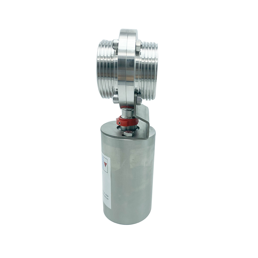 3/4 polegadas RD36 × 1/8 higiênico higiênico de aço inoxidável de aço inoxidável grau SS304 Male Thread Pneumatic Butterfly Válvula 
