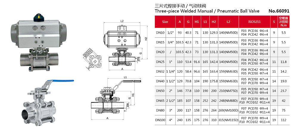 V&aacute;lvulas de esferas de solda plena sanit&aacute;ria
