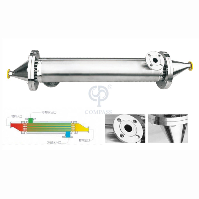 Trocador de calor de placas de passagem de tubo único SS316L sanitário de aço inoxidável SS316L