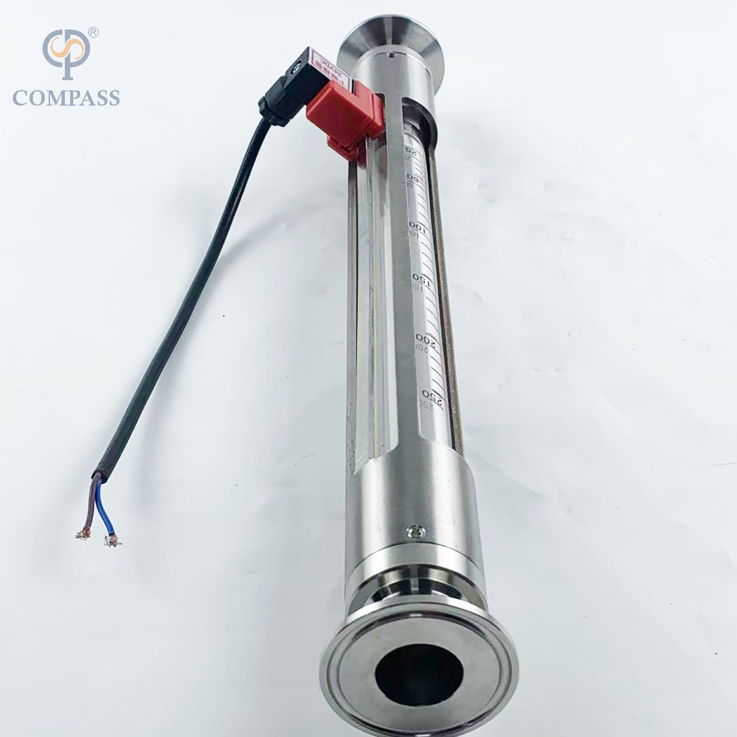 Rotemeter sanitário do tubo de vidro SS304/medidor de vazão do rotor de vidro com alarme