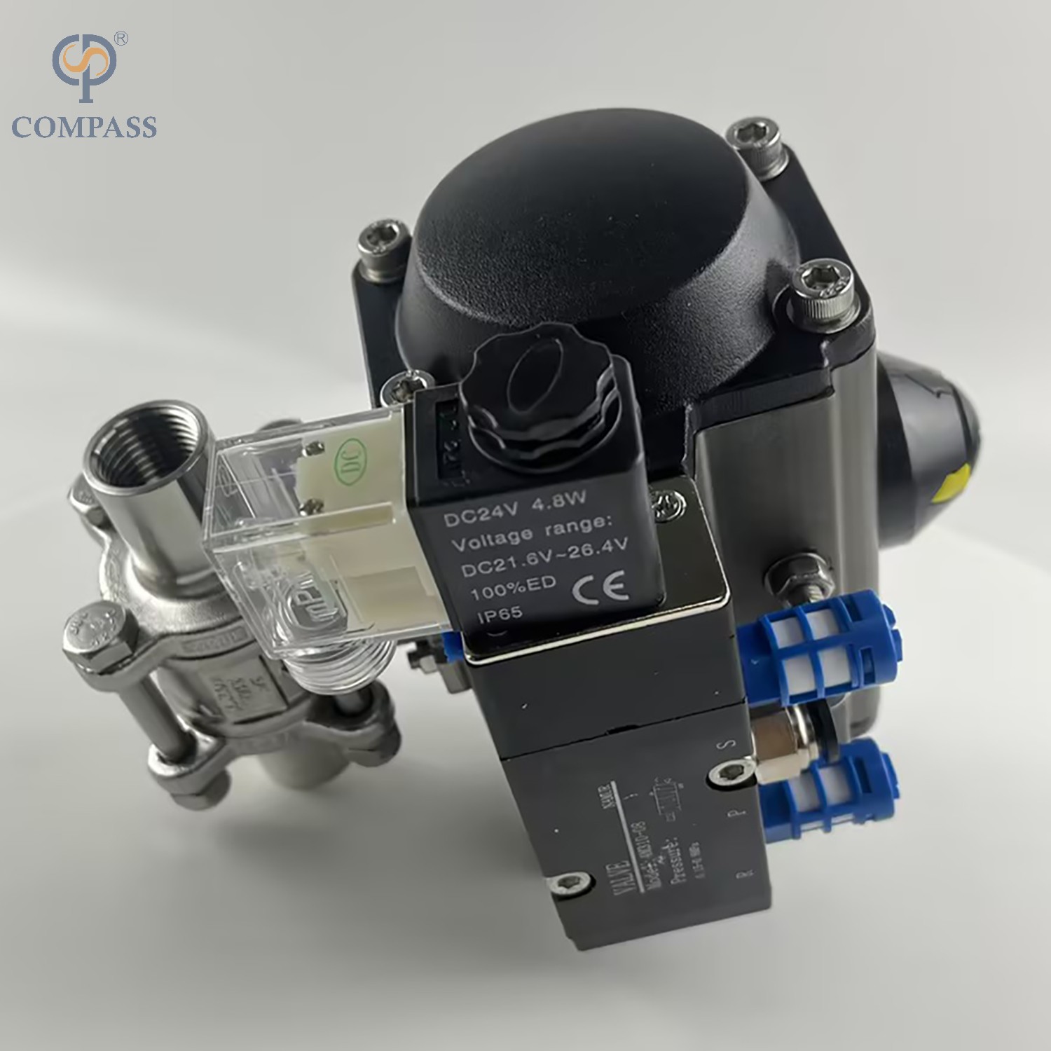 SS316L SMS ATUADOR VÁLVULA DE ESFERA DE ROSCA DE PORTA COMPLETA DE TRÊS PEÇAS