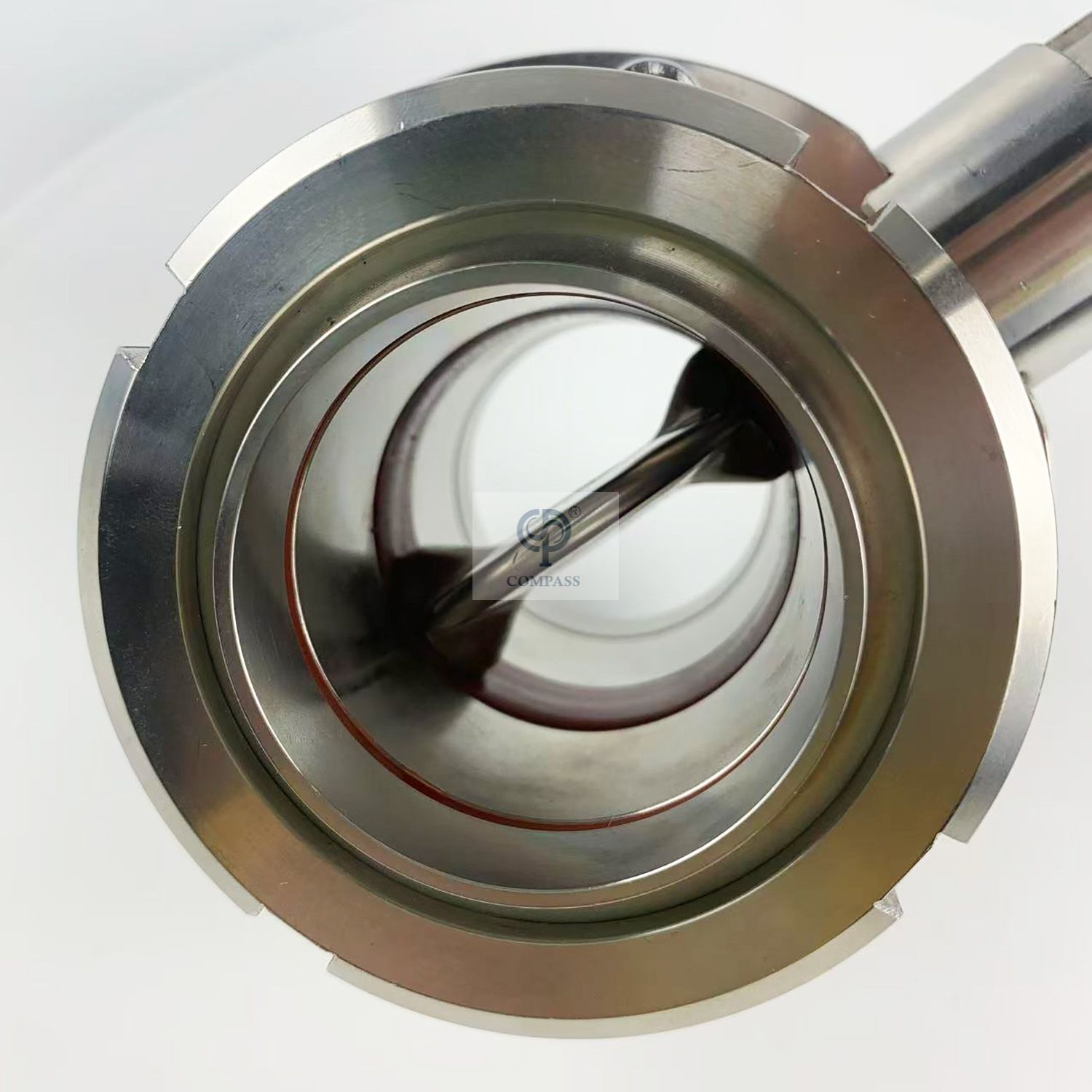 Válvula borboleta de extremidade de união sanitária SS316L de 4 polegadas com alça de tração