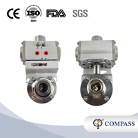 VÁLVULA BORBOLETA MACHO/FÊMEA PNEUMÁTICA SMS DE GRAU ALIMENTÍCIO SS316L COM ATUADOR PNEUMÁTICO