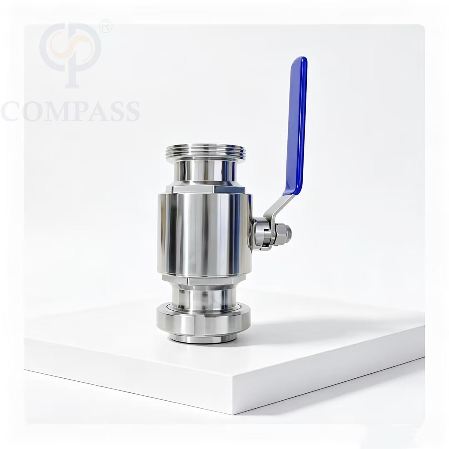 Nova chegada de qualidade alimentar SS316L DN65 Sanitário de aço inoxidável de média pressão DIN manual reto União-válvula de esfera de rosca macho com PTFE